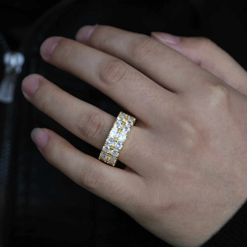 Новое Сверкающее круглое cz серебряное кольцо с фианитом AAA 2 ряда цепочкой