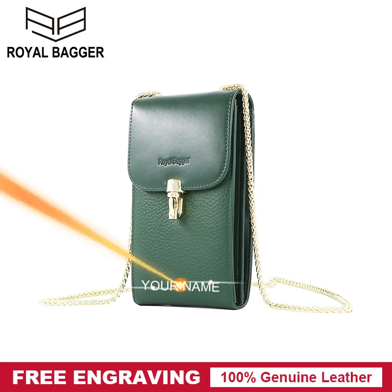 

Royal Bagger Ladies Shoulder Bag Large Capacity Genuine Cow Leather Phone Purse Chain Strap Small Sling Bags for Women Fashion