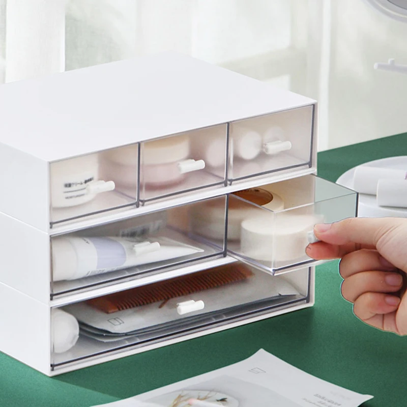 

DIY Stackable Desktop Storage Box Drawer Makeup Organizer Jewelry Cosmetic Box Sundries Finishing Cabinet Home Office Container
