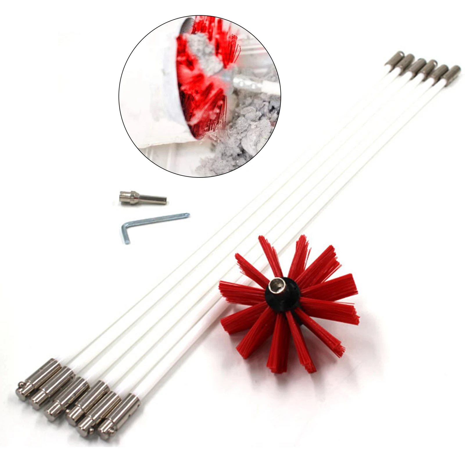 

12 Rods Brush Drill Chimney Brush Kit Lint Remover for Dryer Duct Fireplace Chimney Cleaning Brush with Long Flexible Rods