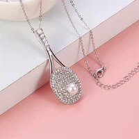 oval micro inlaid zircon necklace korean tennis shape pendant simple retro creative jewelry necklace