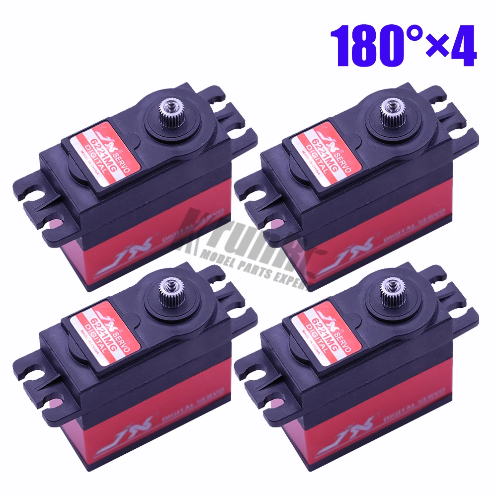 4 pcs 180 1/2/4 шт JX PDI-6221MG для детей до 20 кг по самой низкой цене, высокий крутящий момент цифровой сервопривод тигельные алюминиевые металлические шестерни для RC самолет, автомобиль, вертолет, части лодки - Цвет: 4 pcs 180