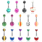 Женское акриловое кольцо с принтом, пирсинг на пупку, украшение для тела