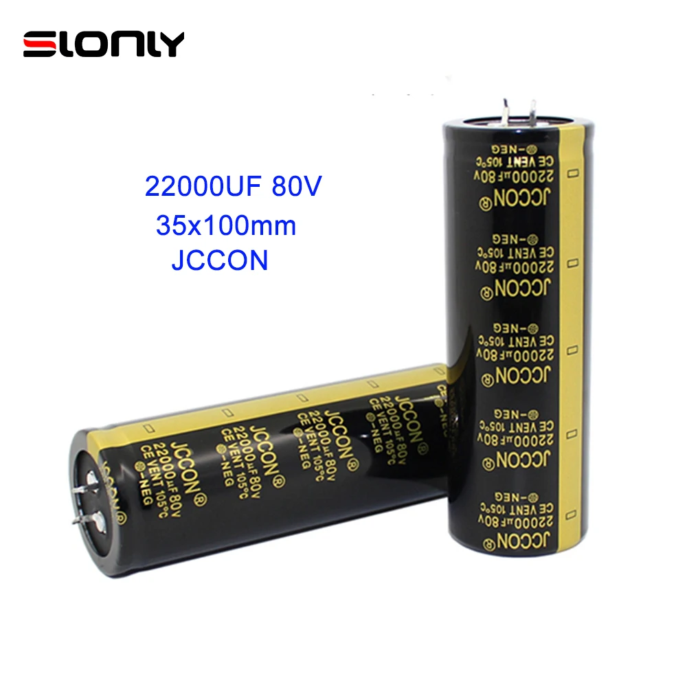 2pcs-10pcs 35x100mm 22000uF 80V JCCON Pitch 10mm 105 ℃ Horn Black Gold Audio Amplifier Filter Aluminum Electrolytic Capacitors