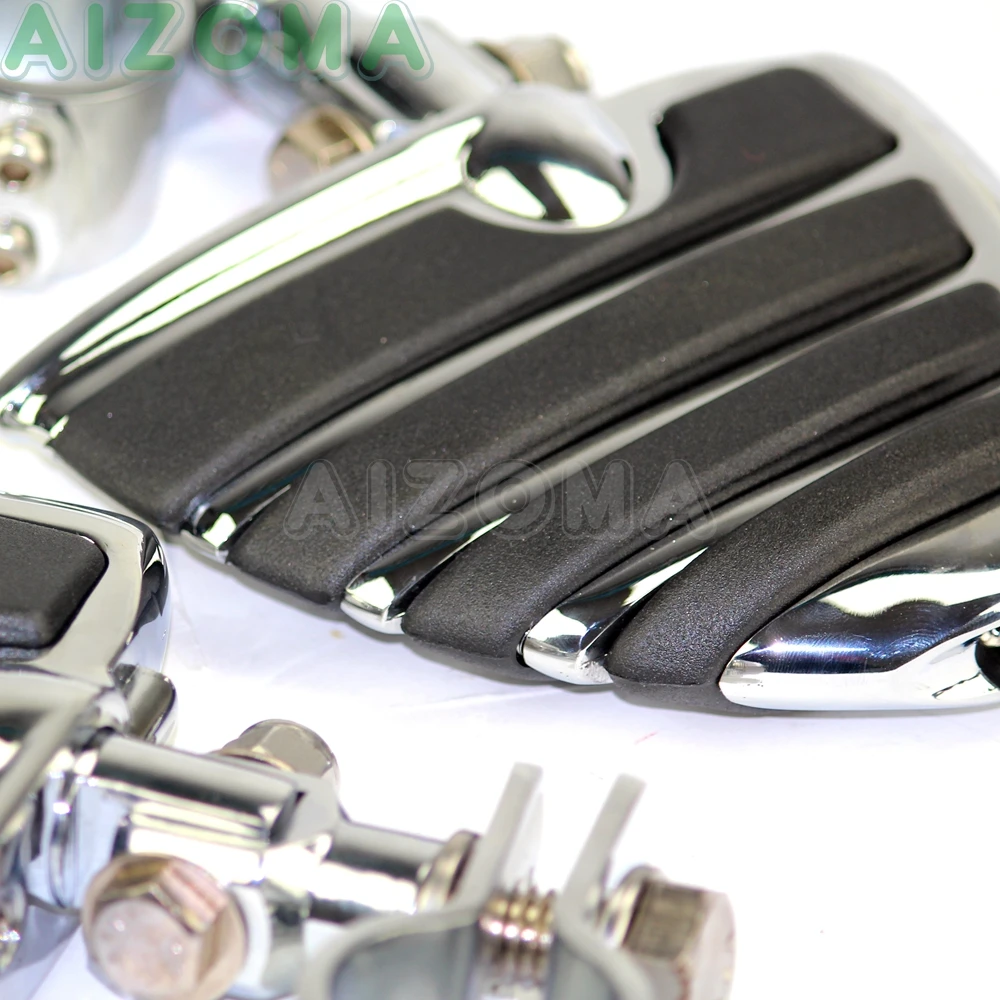 Universal Motorcycle Driver Rider Footpegs Wing Footrests w/ Mount Clamp For Harley Sportster Suzuki M109R M90 Honda Shadow 750 |