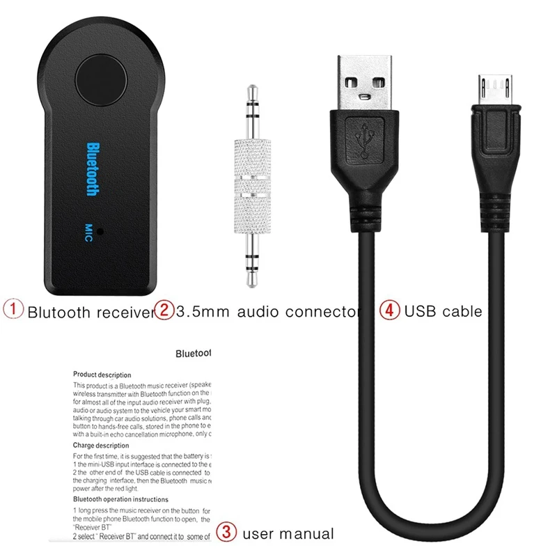 

New 3.5mm Car Bluetooth Receiver Adapter AUX Audio Music Phone Call Wireless Handsfree Receiver Auto Accessories