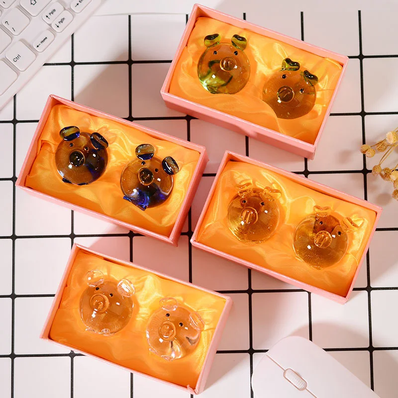 Strongwell с украшением в виде кристаллов пара свинок стекло свинья фигурка лаки