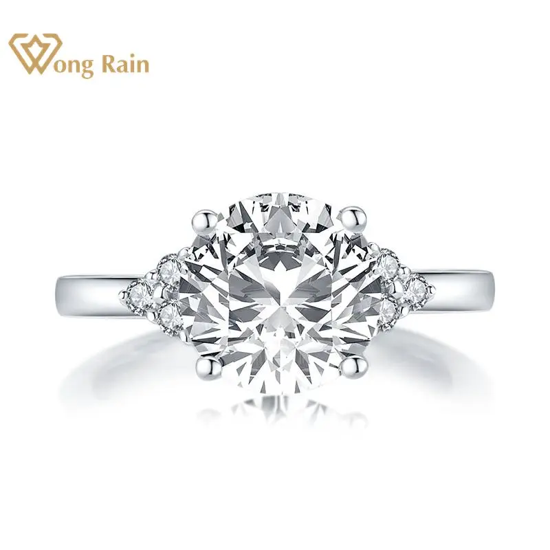 

Wong Rain Luxury 925 Sterling Silver Round Created Moissanite Gemstone Engagement Wedding Diamond Ring Fine Jewelry Wholesale