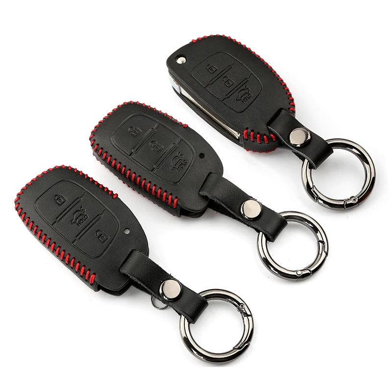 Кожаный чехол ключа дистанционного управления автомобилем для Hyundai Tucson Creta ix25 i10