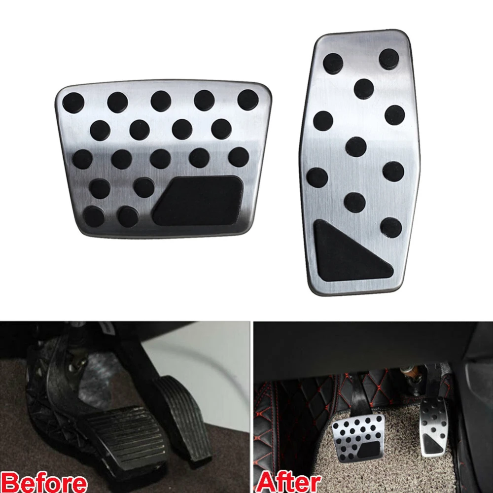 2 шт. Автомобильная газовая педаль из нержавеющей стали тормоза дроссельной