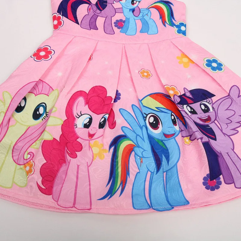 Платье для маленьких девочек платья с изображением пони мультяшный костюм