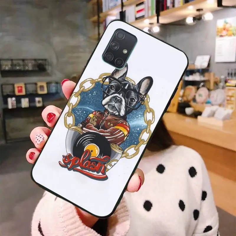 PENGHUWAN CUT Cartoon French Bulldog Black Soft Rubber Phone Cover For Samsung A10 A20 A30 A40 A50 A70 A80 A71 A51 A6 A8 2018 | Мобильные