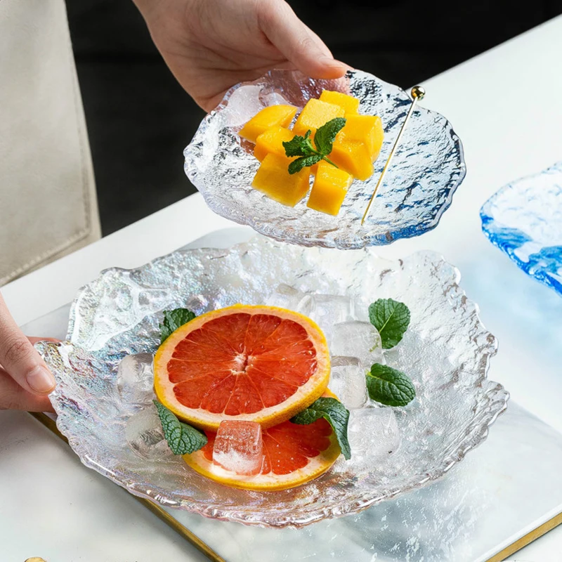 

Glass Salad Bowl Fruit Rice Serving Bowls Food Storage Container Sushi Plate Irregular Lunch Bento Boxes Decoration Tableware