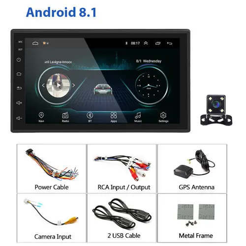 With 4 LED Camera Camecho 2din " Android 8,1 Автомобильный мультимедийный плеер gps WiFi стерео для Volkswagen Nissan Toyota hyundai Polo 2 Din Авторадио - Цвет: With 4 LED Camera