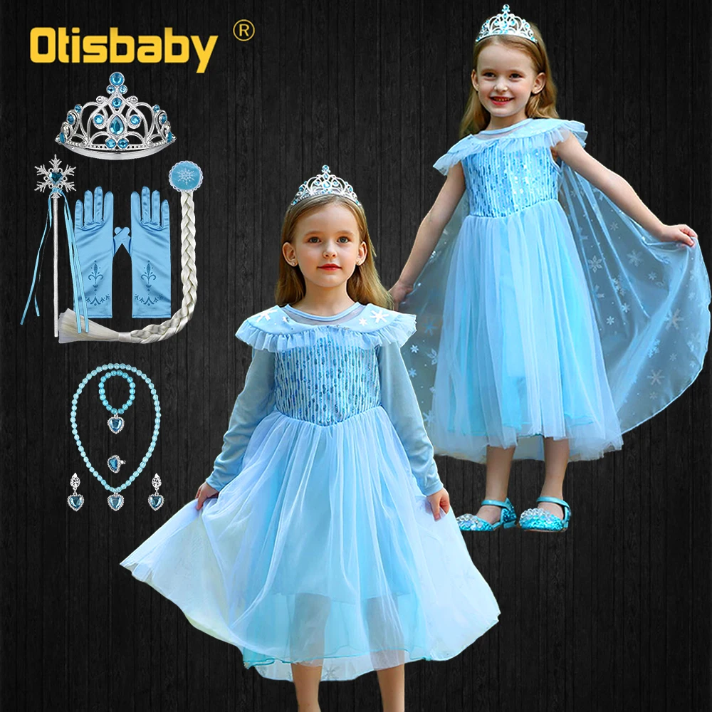 Снежная королева комплект одежды для девочек на Рождество платье Эльзы