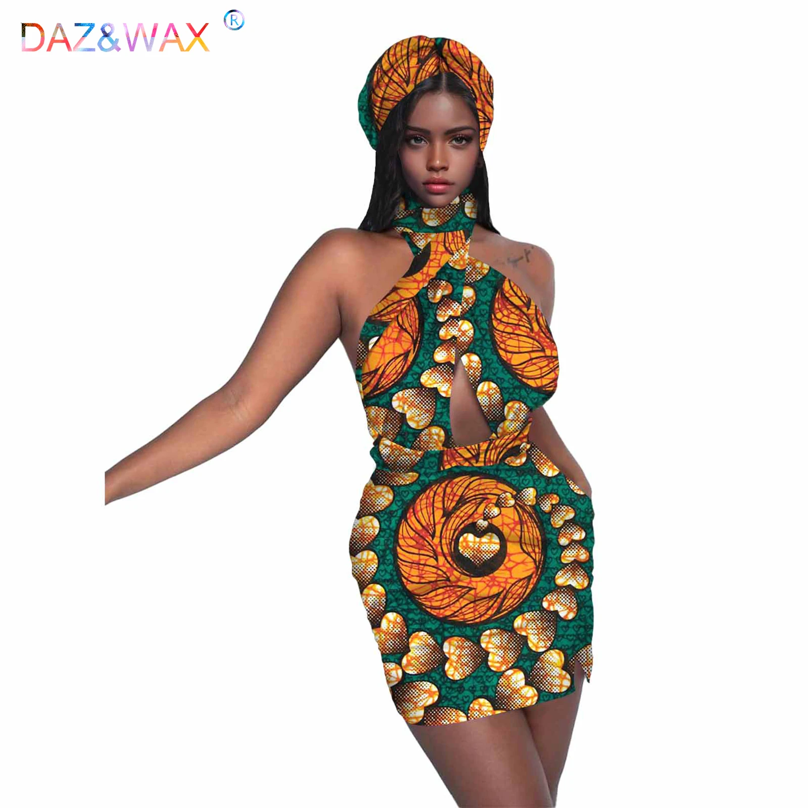 

Африканское сексуальное платье для женщин модные наряды 2 цены дизайнерское платье + головной платок женское платье Дашики Анкара хлопок во...