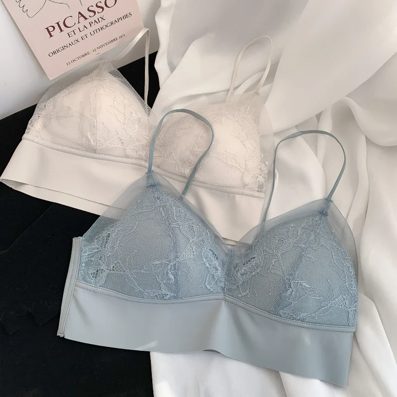 

Spring and Summer French Lace Elastic Push-up Solid Color Gather Bra Korean All-match Bra Tube Top Sexy No Steel Ring Bra