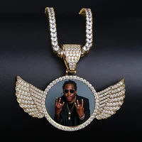 topgrillz gold custom made photo with wings medallions necklace pendant 4mm tennis chain cubic zircon mens hip hop jewelry