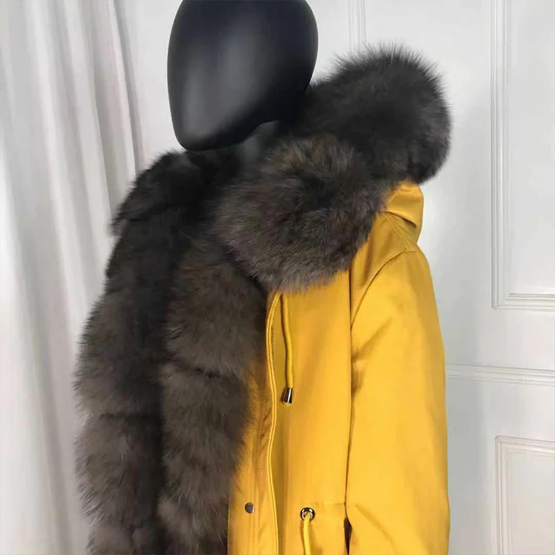 Новые чернобурки меховой парка пальто женские трикотажные silver fox меховой подкладке парки Черный зимой толстые Настоящее пальто с мехом теплые женские верхняя одежда - Цвет: 18