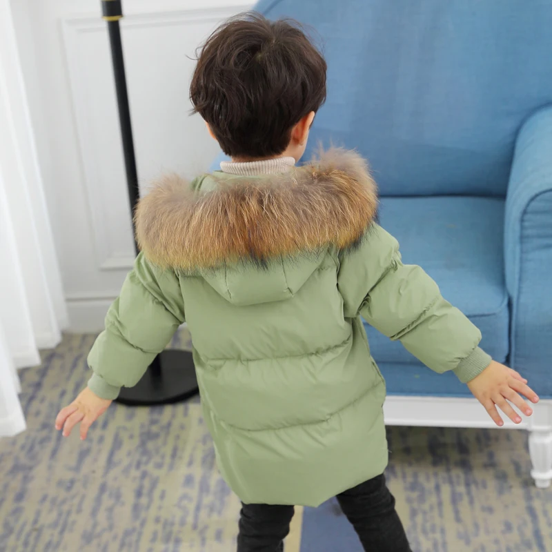 Новинка 2021 зимняя куртка на утином пуху с меховым воротником для девочек и