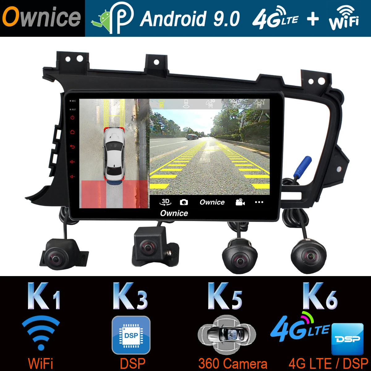 Панорамная камера 360 ° 4G LTE Android 9,0 4G+ 64G DSP CarPlay Автомобильный gps радио плеер для Kia K5 Optima 3 2011 2012 2013