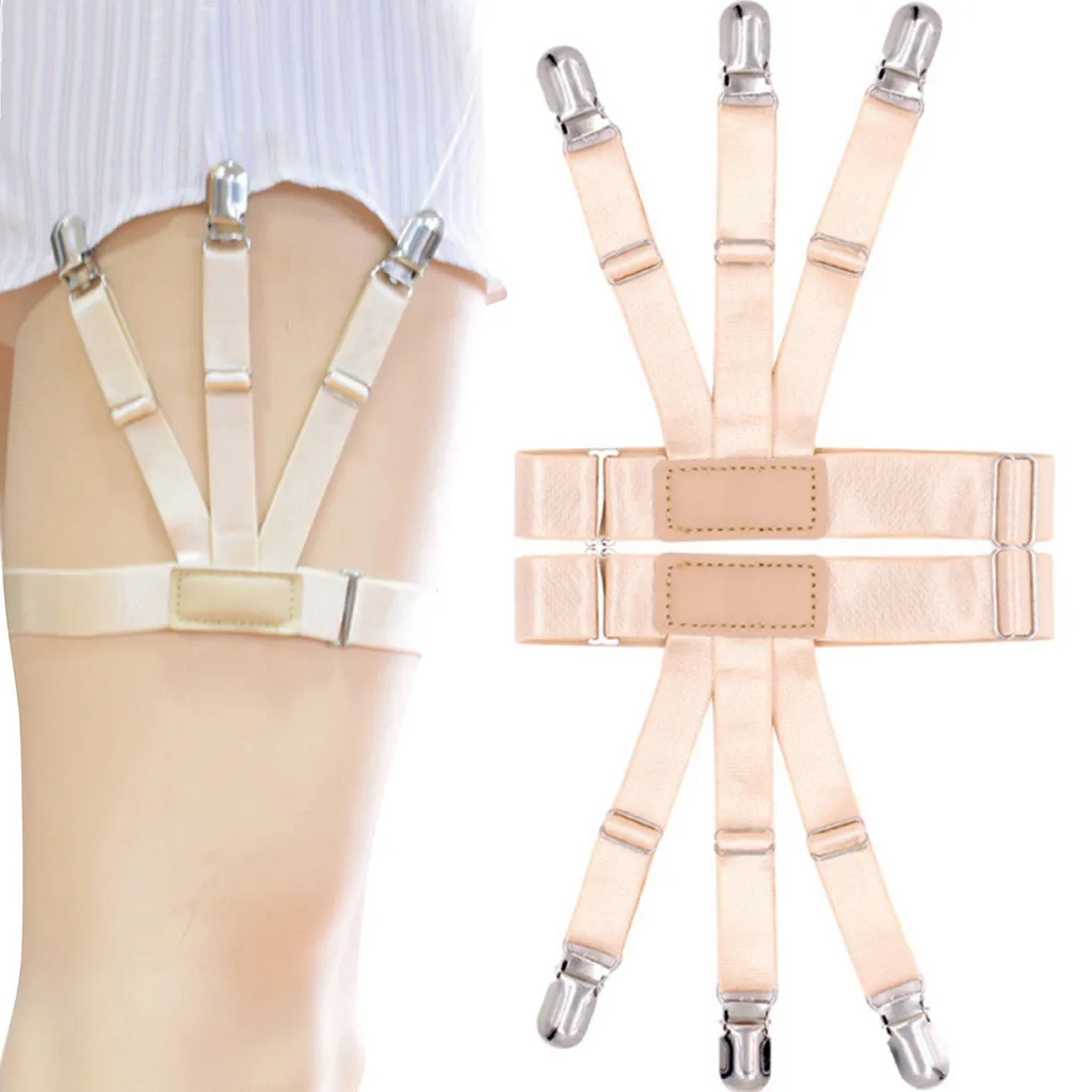 1 Pair Men Shirt Stays Belt with Non-slip Locking Clips Keep Shirt Tucked Leg Thigh Suspender Garters Strap#L10