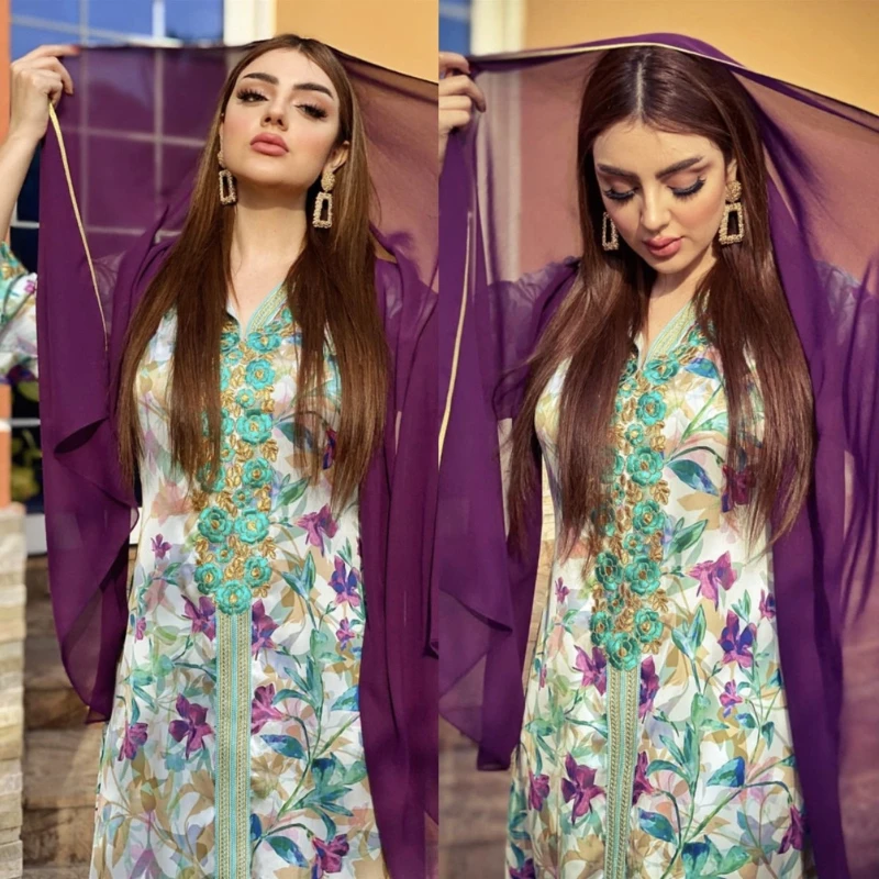 ИД Рамадан Мубарак абайя мусульманская Мода сатин аппликации длинная Djellaba женский Кафтан Дубай Турция ислам халат платья для женщин