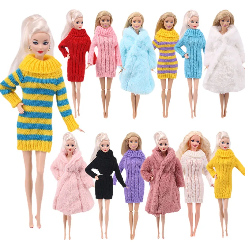 Multicolor 1 Set Sleeve Soft Fur Coat Sweater Tops Dress Winter Warm Casual Wear Accessories Clothes for Barbies Doll Kids Toy | Игрушки и