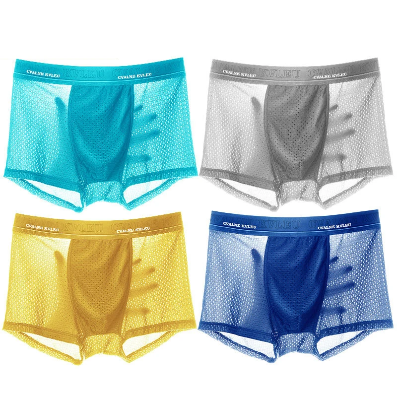 4/pcs/lot  mens underwear boxers mesh Men's breathable and cool underwear for men fishnet shorts