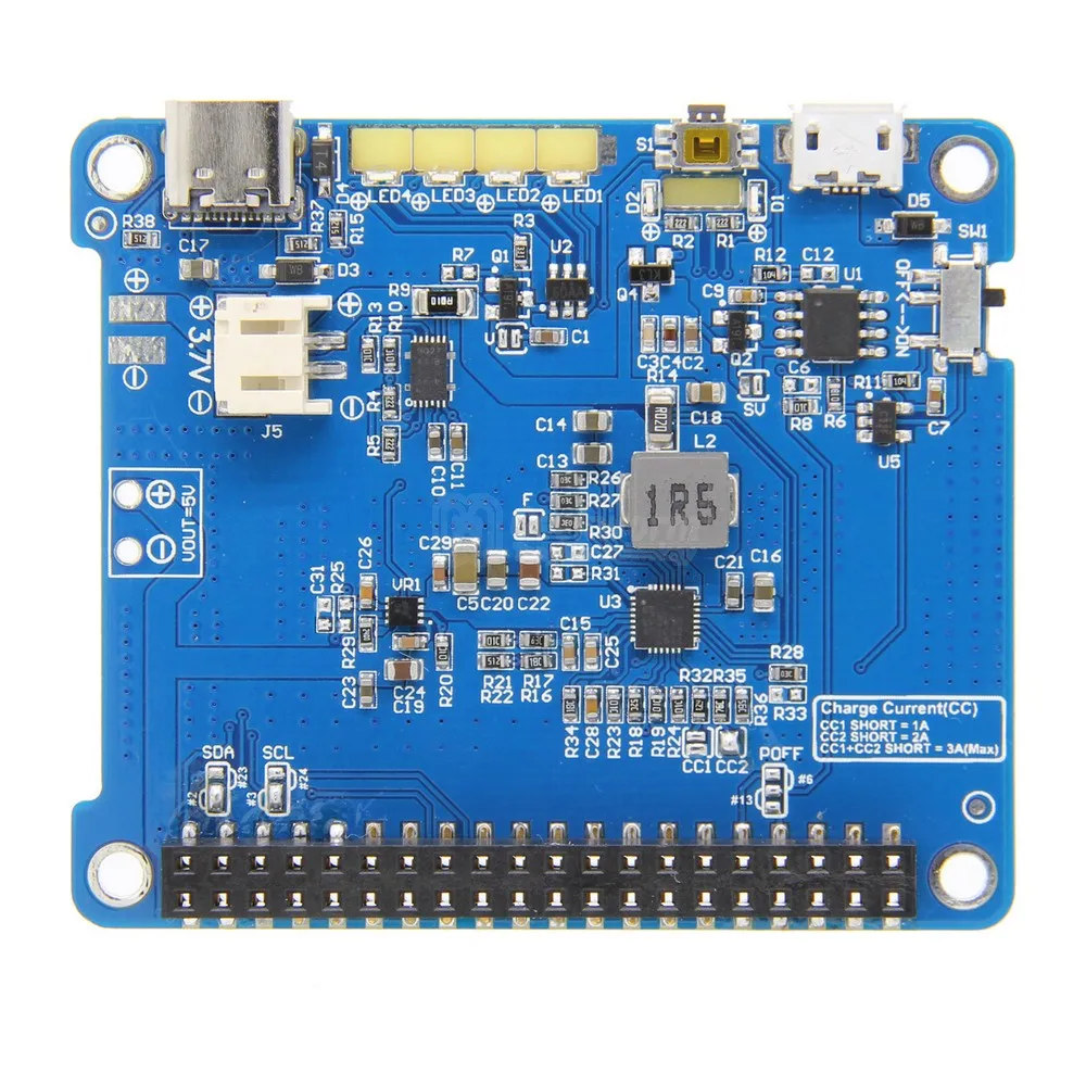 Raspberry Pi 4 Модель B/3B+/3B UPS HAT 2 с тип-c, литий-ионный аккумулятор источник питания плата расширения(без батареи