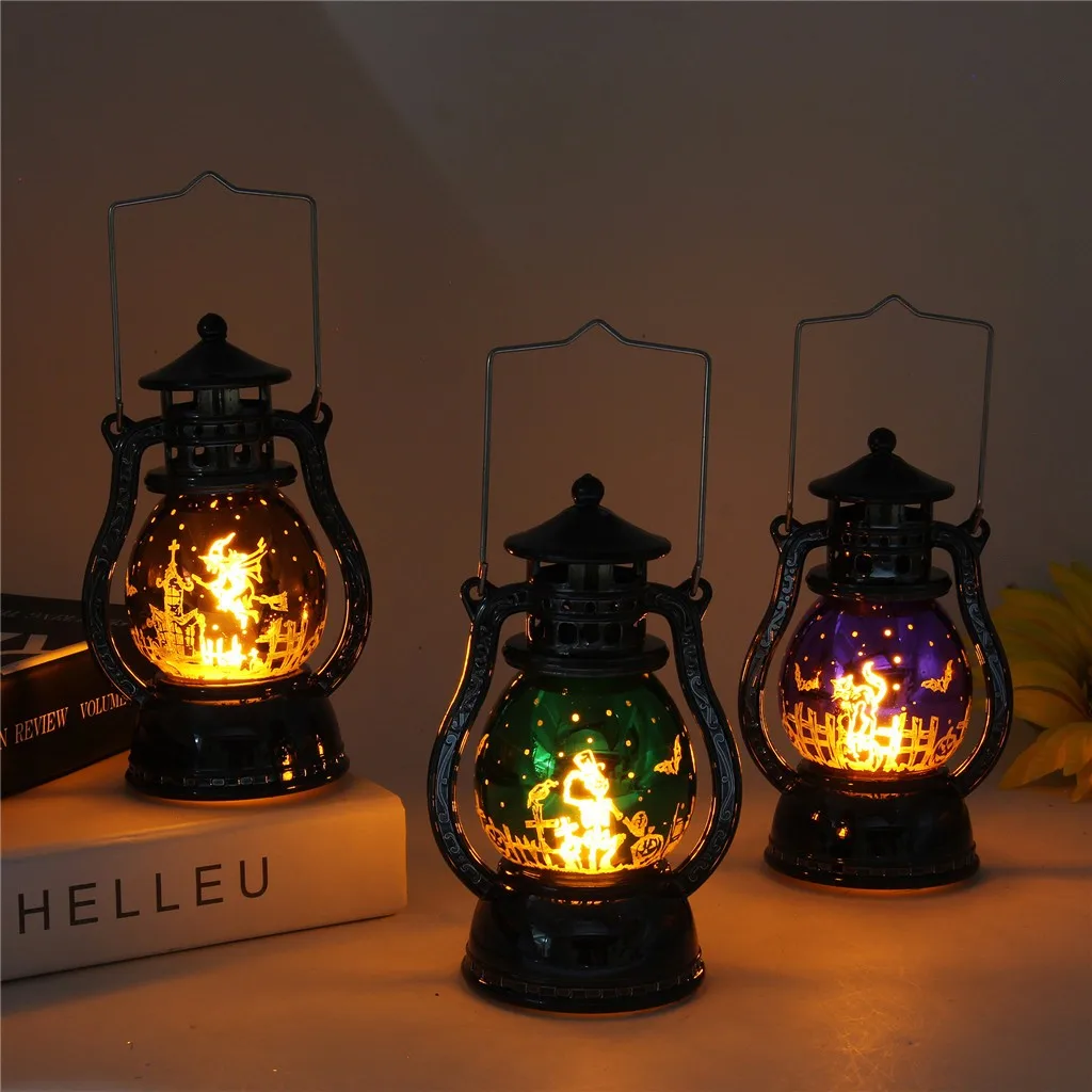 Хэллоуин Led Фонари Винтаж ведьма замок светодиодный светильник лампа Подвесные