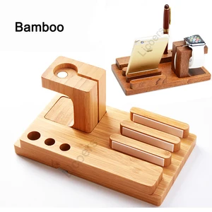 3 in 1 bamboo wooden charging station for iphone mobile phone holder stand charger stand base for apple watch ipad storage box free global shipping