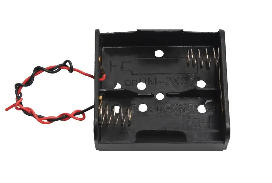 

Black Plastic Battery Holder Storage Box Case 2 Slots for 2 X C Size Batteries With Wire Leads 3V Clip DIY Accessories