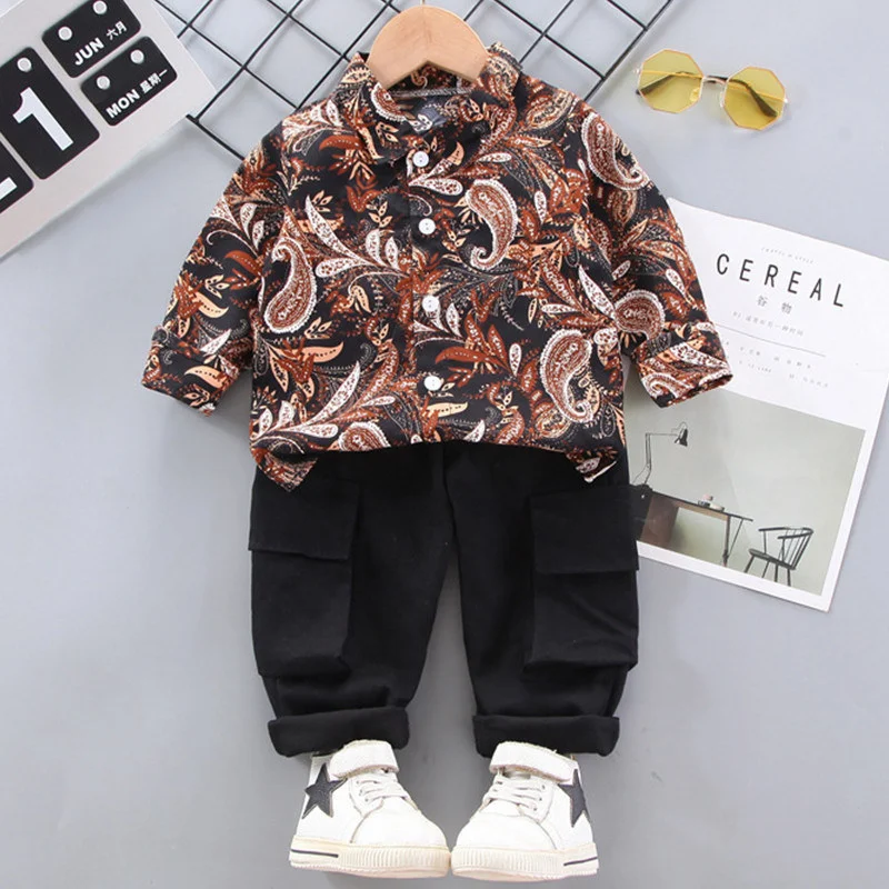 

Fashion Baby Boy Clothes Set Cotton Shirts + Pants Denim Fall Clothes for Kids Coffee Children Clothing Sets