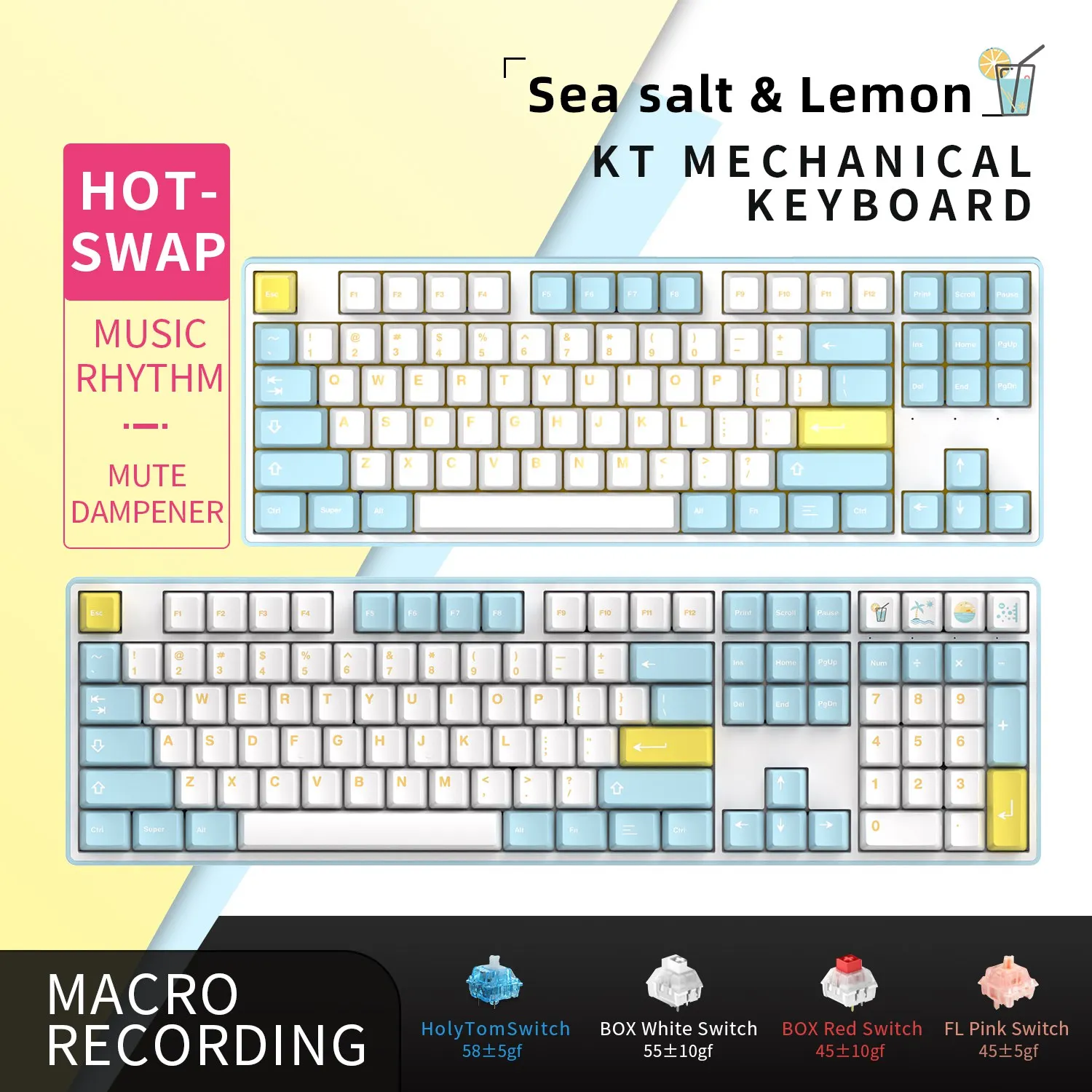 Ktcapture 87V3 механическая клавиатура 87 клавиш с морской солью лимон 80% TKL All Key Hotswap