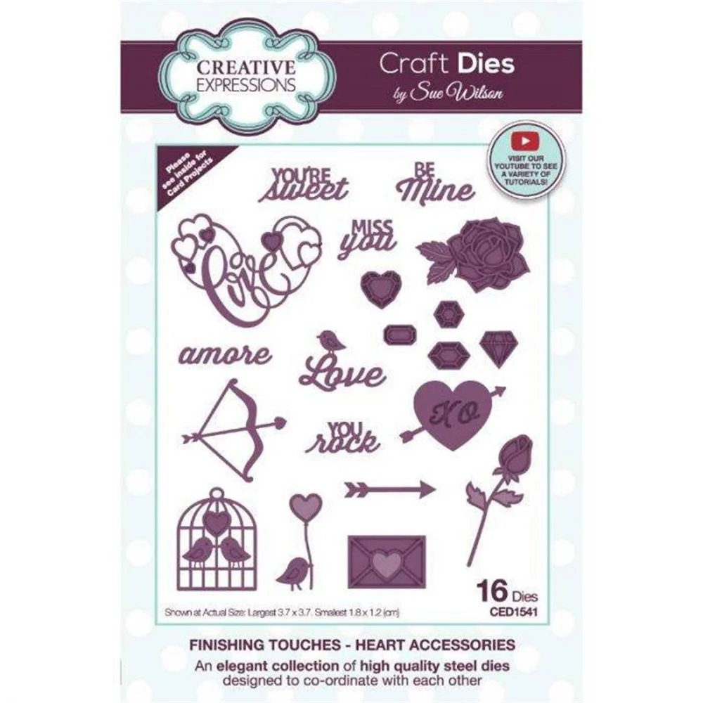 

New Diy Gift Card Finishing Touches Heart Accessories Craft Metal Cutting Dies Scrapbook Diary Decoration Stencil Embossing Mold