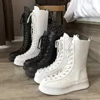 Женские ботинки на толстой подошве, с круглым носком, Нескользящие короткие мотоциклетные ботинки на толстом каблуке, на шнуровке, Осень-зима