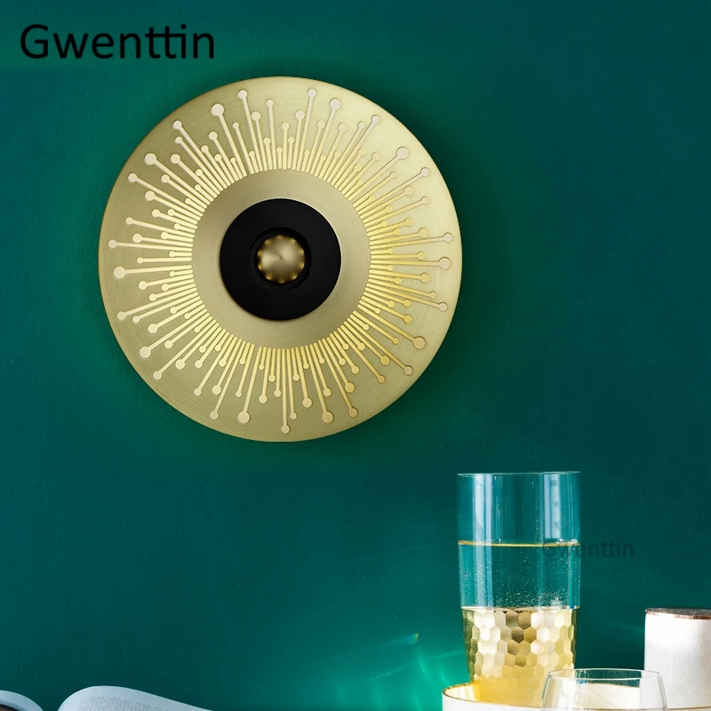 

Post Modern Luxury Gold Wall Lamp Moon Round Mirror Light Led Wall Sconce for Living Room Bedroom Bathroom Home Decor Fixtures