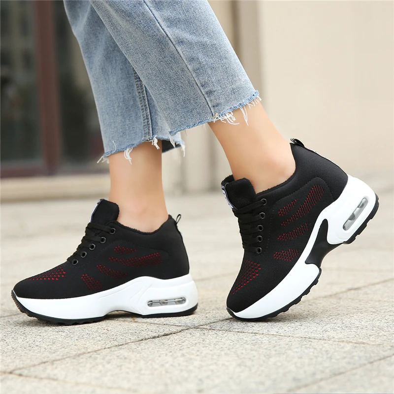 Classic Winter Sneakers Women Air Cushion Winter Shoes Girls Warm Fur Sports Shoes Casual Female Increasing Zapatillas Mujer