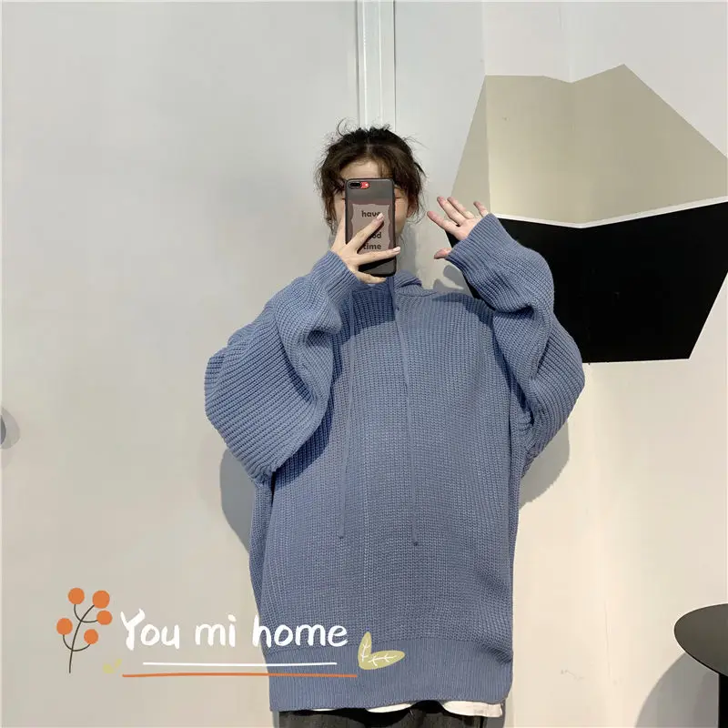 

Women Sweater Pullovers Thick Casual Hooded Solid 2021 Autumn Winter Female Knit High Elastic Long Sleeve Twisted Jumpers Y59