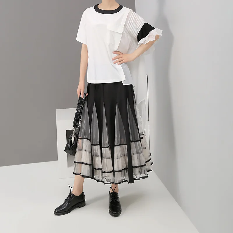 Z-ZOUX женская футболка с коротким рукавом для женщин оборками нерегулярная модная