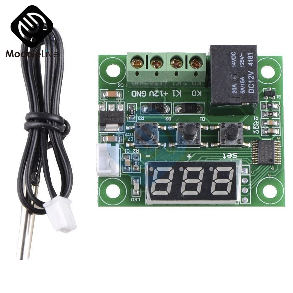 W1209 Thermometer DC 12 В W1209 светодиодный цифровой термостат контроль температуры термометр термо контроль Лер модуль переключателя NTC датчик прозрачный чехол коробка - Цвет: W1209 Thermometer