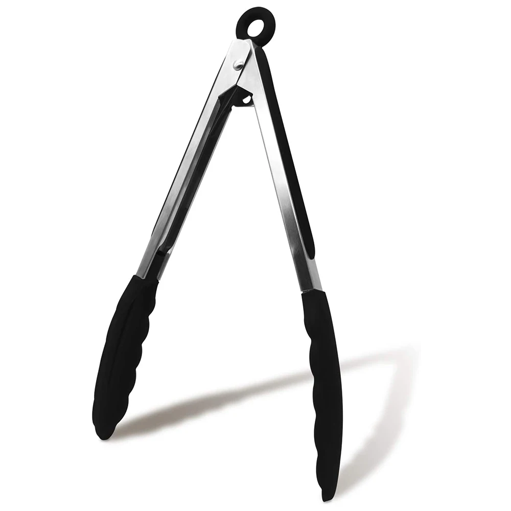 

Силиконовые кухонные щипцы 9 дюймов, стандартные щипцы, высокая термостойкость до 480 °F, нержавеющая сталь с антипригарными силиконовыми нак...