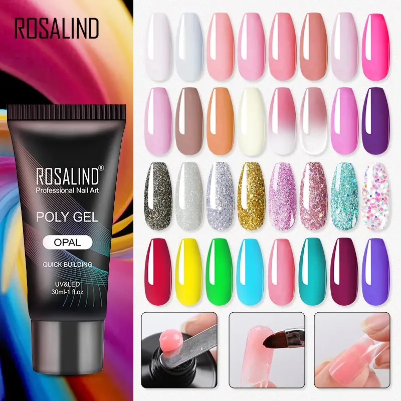 Полигель ROSALIND уф 30 мл для наращивания ногтей акриловый Полупостоянный Гибридный