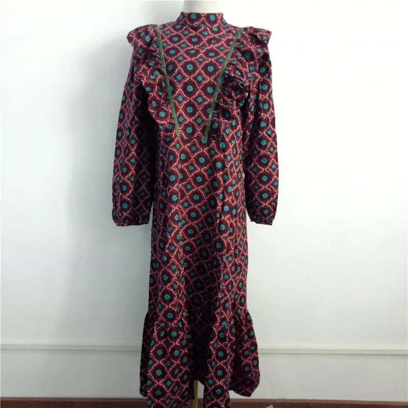 

2020 Spring Retro Korean Maxi Dress Solid Full Sleeves Top For Women Elegant Casual Loose Ladies Dresses Woman Party Night