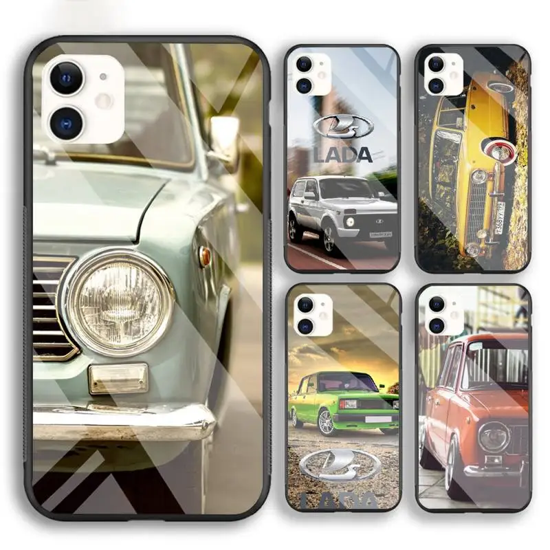 

Russian Lada Car Sports Phone Case For Iphone 6 6s 7 8 Plus XR X XS XSmax 11 12 Pro Mini Max Tempered Glass