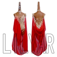 new latin dance dress competition dress costumes skirt performing dress adult customize children red matador skirt split skirtes