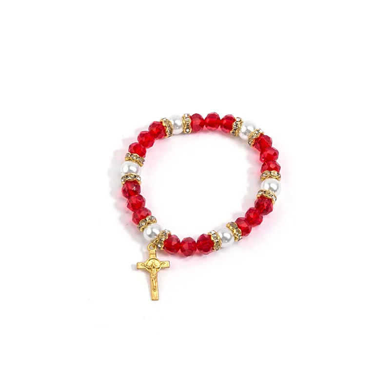 Браслет с изображением Святого Бенедикта из хрустальных бусин|Плетеные