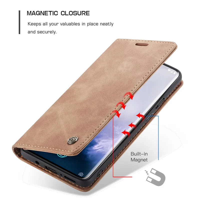 CaseMe Высокое качество Ретро Магнитный Флип-Стенд кожаный чехол для OnePlus 7 Pro кошелек чехол для One Plus 7 чехол для телефона Coque