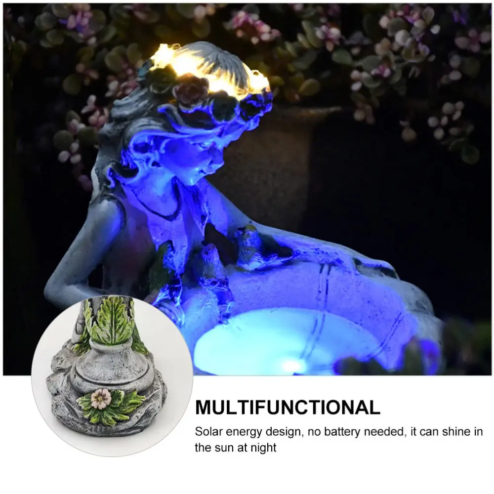 

1pc Resin Figurine Solar Lamp LED Resin Girls Statue Decorative Landscape Lamp